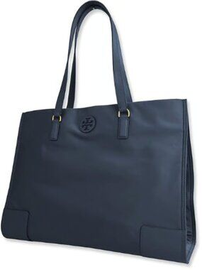 Tory Burch Womens 136144 Ella Gold-Tone Hardware Large Nylon Tote Bag Navy